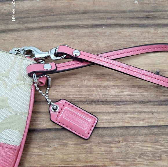 Coach Tan and Pink Wristlet - Picture 2 of 4